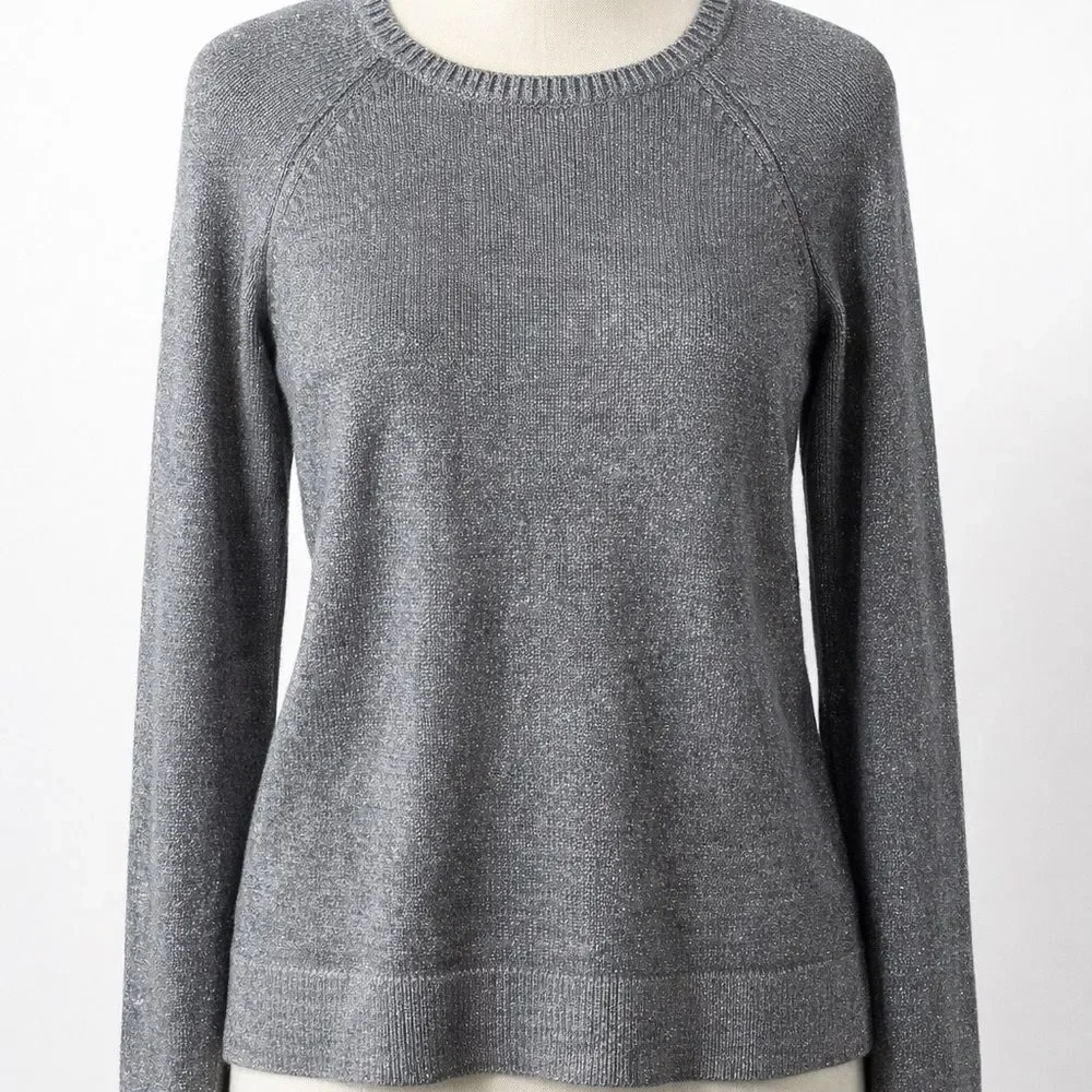 🔥 BUNDLE DEAL GAP Silver Metallic Gray Knit Sweater Women XS Casual Fall Winter